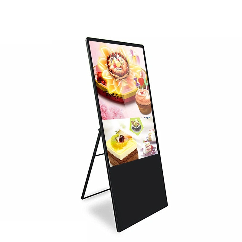 32 -Inch Portable Folding Floor Standnig Network WiFi Ad Player LCD Digital Signage High-Definition Advertising Display Touch Screen Kiosk for Coffee Bar